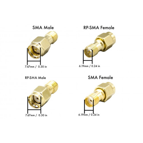 50 шт - Перехідники для FPV та радіообладнання (SMA M - SMA F кутовий 90°)