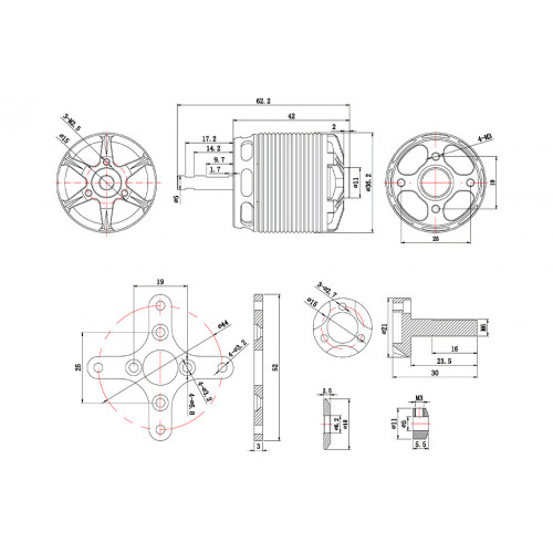 Мотор T-Motor AS2820 KV880 3-4S 626W для літаків